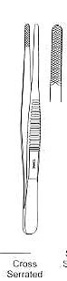 Dressing Forcep, Cross Serrated